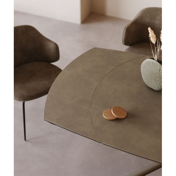 Rozkładany stół z dodatkowym blatem z ceramicznym blatem 100x130 cm Yodalia – Kave Home-image-2