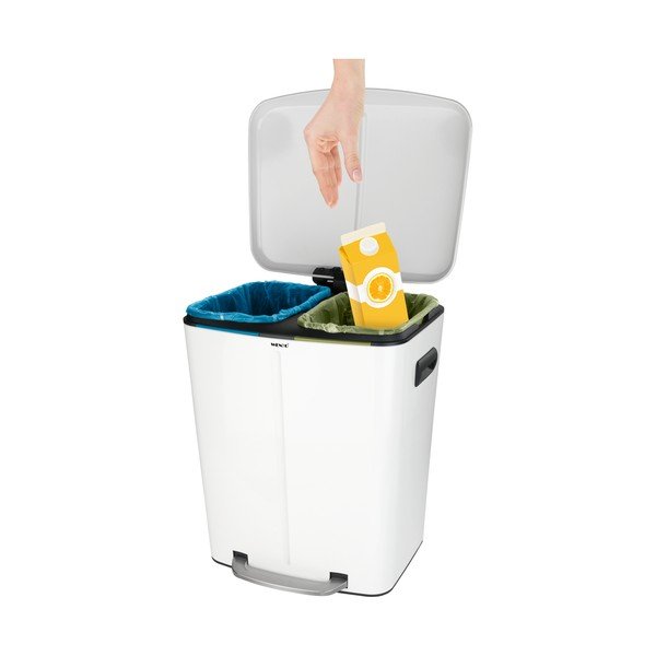 Biały podwójny kosz na śmieci z pedałem Wenko, 2x20 l-image-1