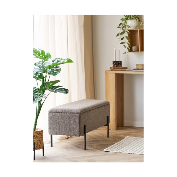 Brązowa ławka z materiału bouclé Watford – House Nordic-image-1