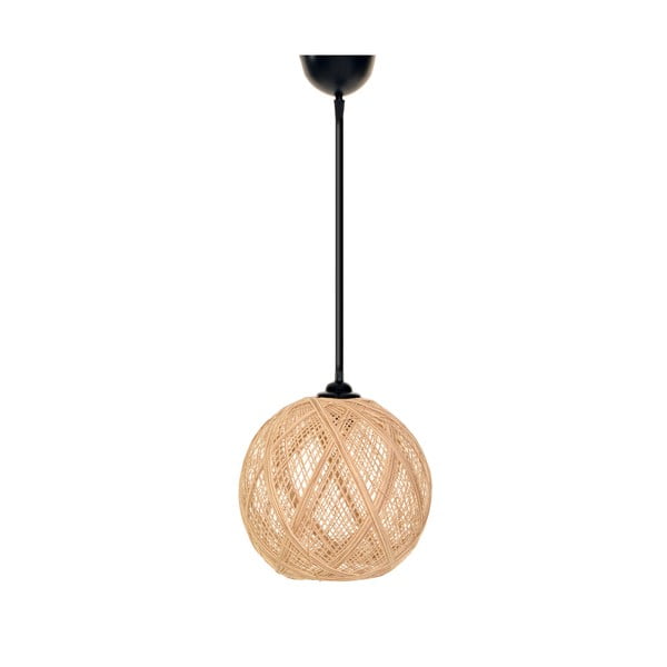 Czarno-naturalna lampa wisząca z kloszem z juty ø 24 cm – Opviq lights