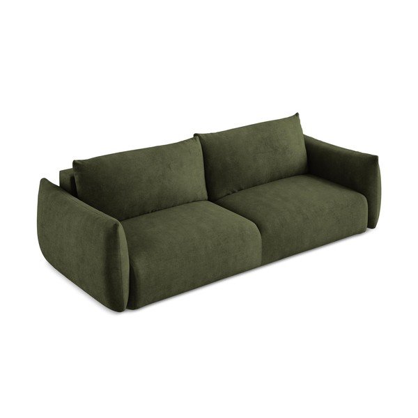 Zielona rozkładana sofa z tkaniny szenilowej 230 cm Leila – Makamii-image-3