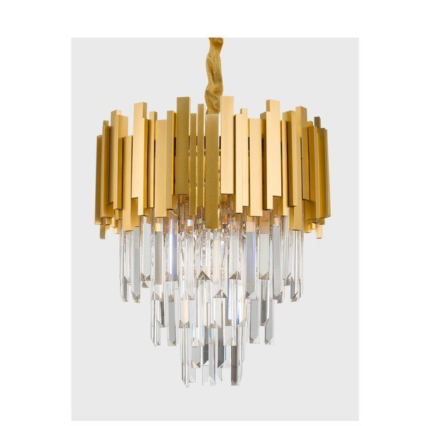 Metalowa lampa wisząca w kolorze złota z kryształowym kloszem ø 40 cm Grane – Nova Luce-image-1