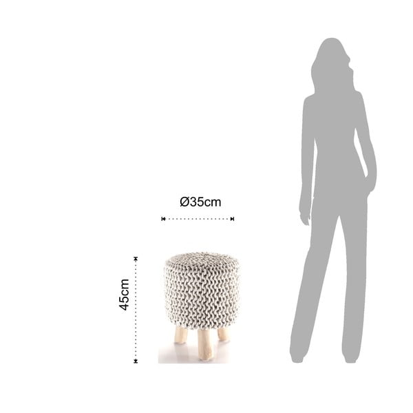 Kremowy taboret pleciony Tomasucci Knit-image-1
