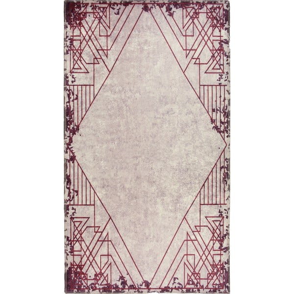 Czerwono-kremowy  dywan odpowiedni do prania 80x50 cm – Vitaus