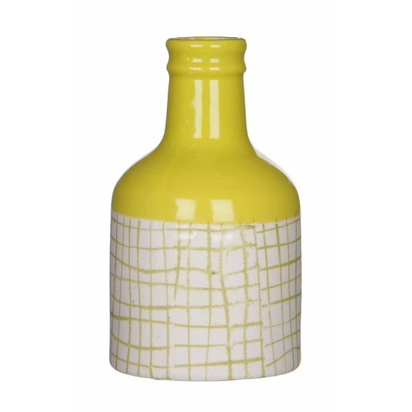Żółto-biały wazon ceramiczny Mica Fabio, 17x9,5 cm