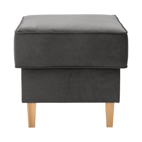 Antracytowy aksamitny fotel uszak z podnóżkiem Max Winzer Lorris-image-4