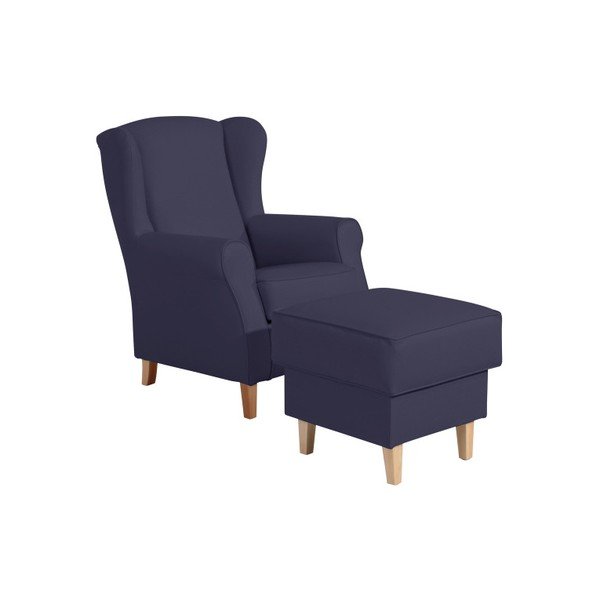 Granatowy podnóżek Max Winzer Lorris Leather Dark Blue-image-1