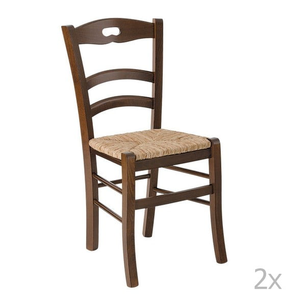 Zestaw 2 krzeseł do jadalni ze słomianym siedziskiem Castagnetti Niding