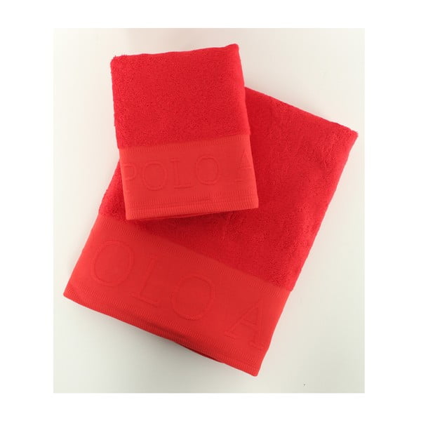 Komplet 2 ręczników Towel US Polo Red, 50x90 i 90x150 cm