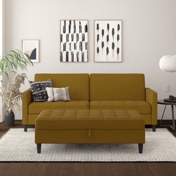 Żółta rozkładana sofa 86 cm Presley – Støraa-image-1