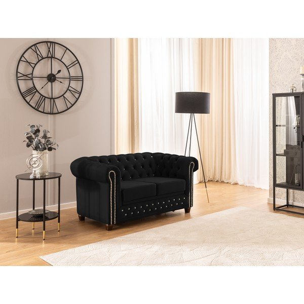 Czarna aksamitna rozkładana sofa 148 cm York Blik – Ropez-image-4