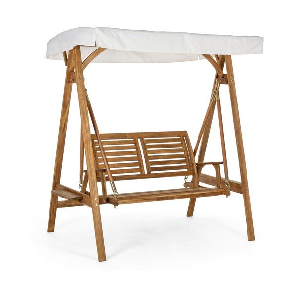 Drewniana huśtawka ogrodowa w naturalnym kolorze Noemi – Bizzotto-image-2