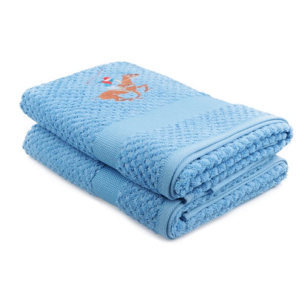 Zestaw 2 niebieskich ręczników Beverly Hills Polo Club Orwell, 70x140 cm