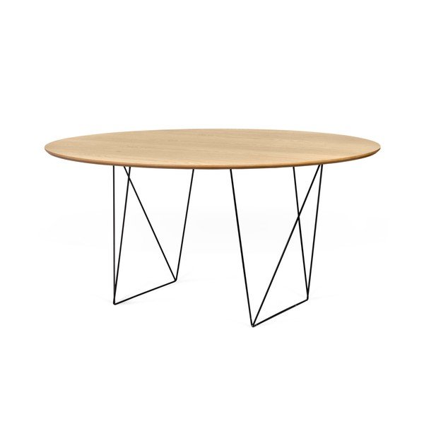Stół w kolorze dębu z czarnymi nogami Symbiosis Row, ⌀ 150 cm