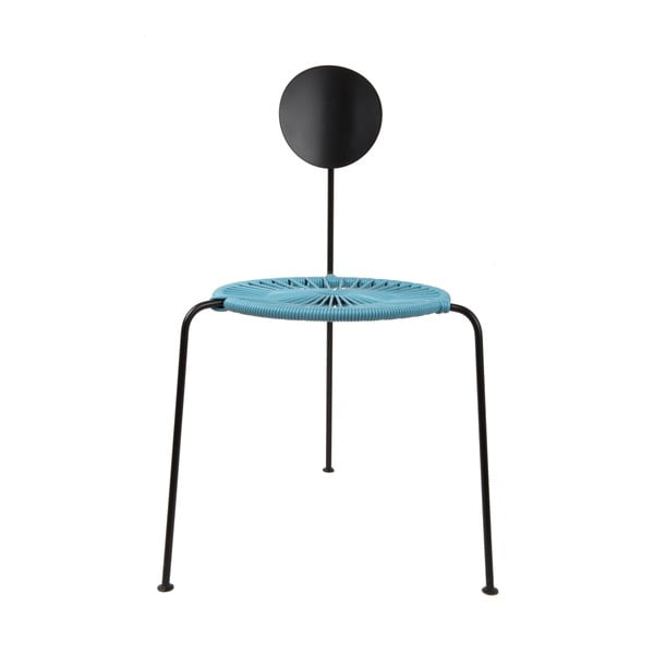 Czarne krzesło z jasnoniebieskim siedziskiem OK Design Centro
