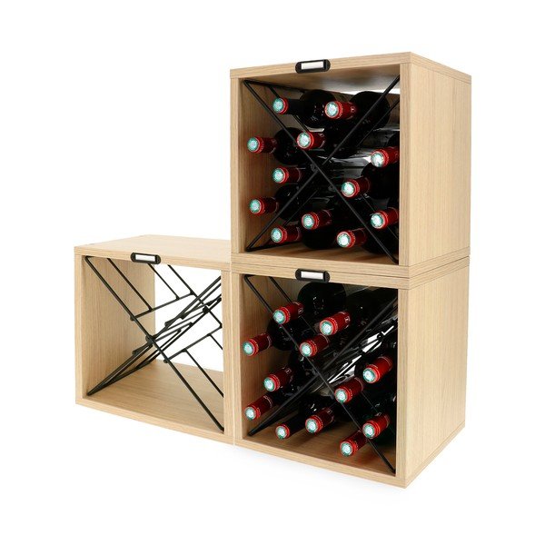 Regał na wino w dekorze buku na 12 butelek – Compactor-image-3