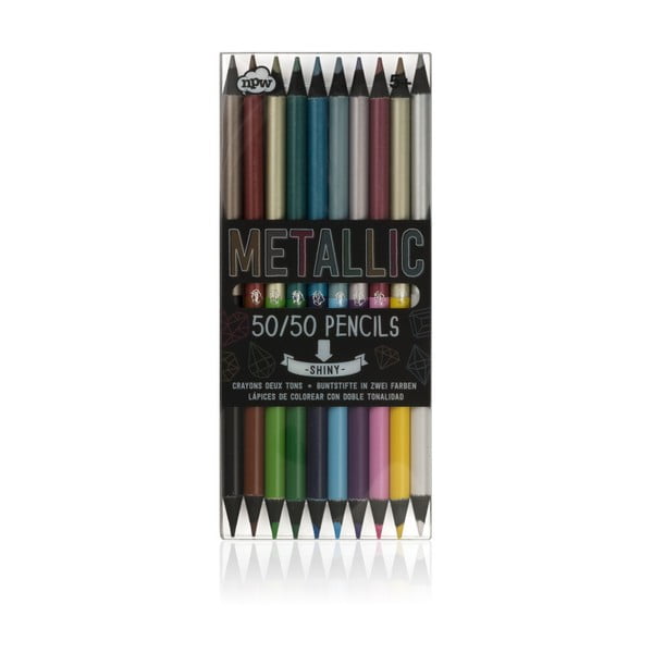 Zestaw 10 dwustronnych kredek NPW Metallic Pencils