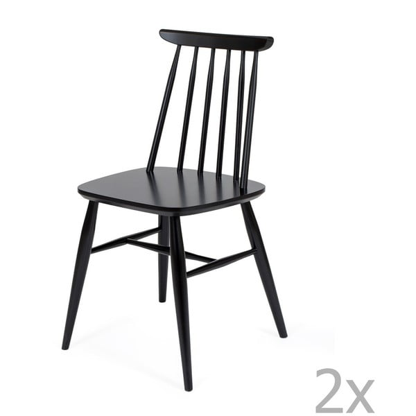 Zestaw 2 czarnych krzeseł do jadalni z litej brzozy Woodman Aino