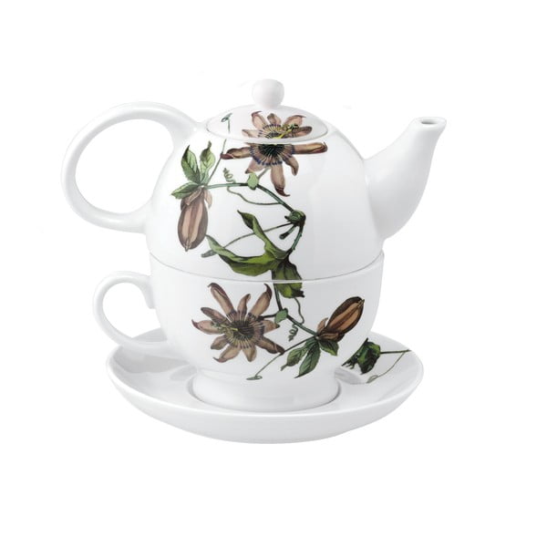 Porcelanowy dzbanek na herbatę i filiżanka Flutter