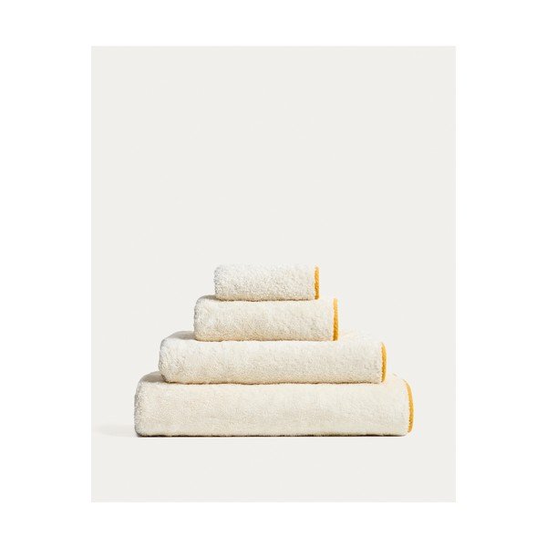 Żółty/biały bawełniany ręcznik frotte 30x50 cm Sedora – Kave Home-image-3