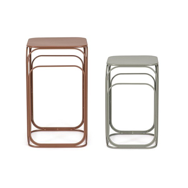 Szaro-ceglaste metalowe stoliki zestaw 2 szt. 36x36 cm Clarity – Bizzotto-image-3