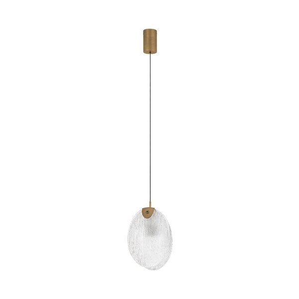 Stalowa lampa wisząca LED w kolorze mosiądzu ze szklanym kloszem Shelina – Nova Luce
