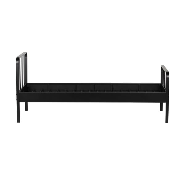 Czarne metalowe łóżko ze stelażem 90x200 cm Mees – WOOOD-image-1