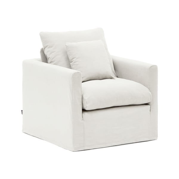 Biały lniany fotel Nora – Kave Home