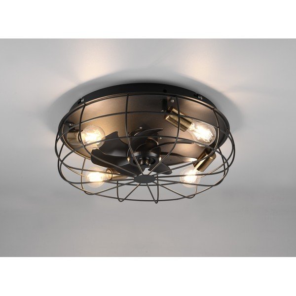 Lampa sufitowa ze zdalnym sterowaniem/z wentylatorem w kolorze matowej czerni Trondheim – Reality-image-1