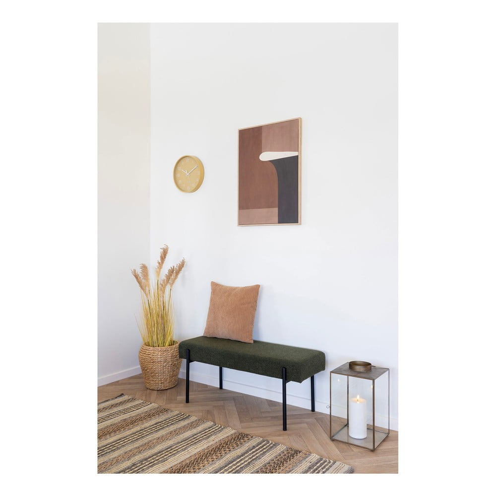 Ciemnozielona  ławka z materiału bouclé Swindon – House Nordic (zdjęcie 5)