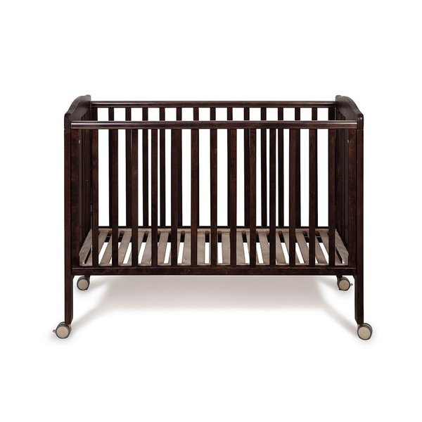 Ciemnobrązowe łóżeczko dziecięce na kółkach z regulowanym bokiem YappyKis Qu, 120x60 cm-image-3