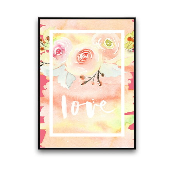 Plakat z kwiatami Love, 30 x 40 cm