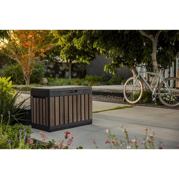 Ciemnobrązowa plastikowa skrzynia ogrodowa Deco – Keter-image-2