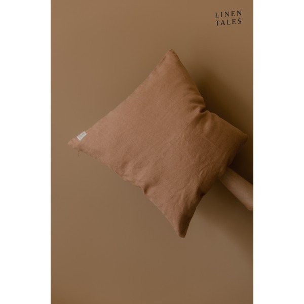 Brązowoterakotowa lniana poszewka na poduszkę Linen Tales, 45x45 cm-image-1