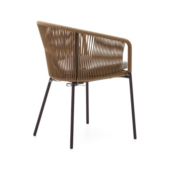 Beżowe metalowe/tapicerowane krzesło ogrodowe Yanet – Kave Home-image-4