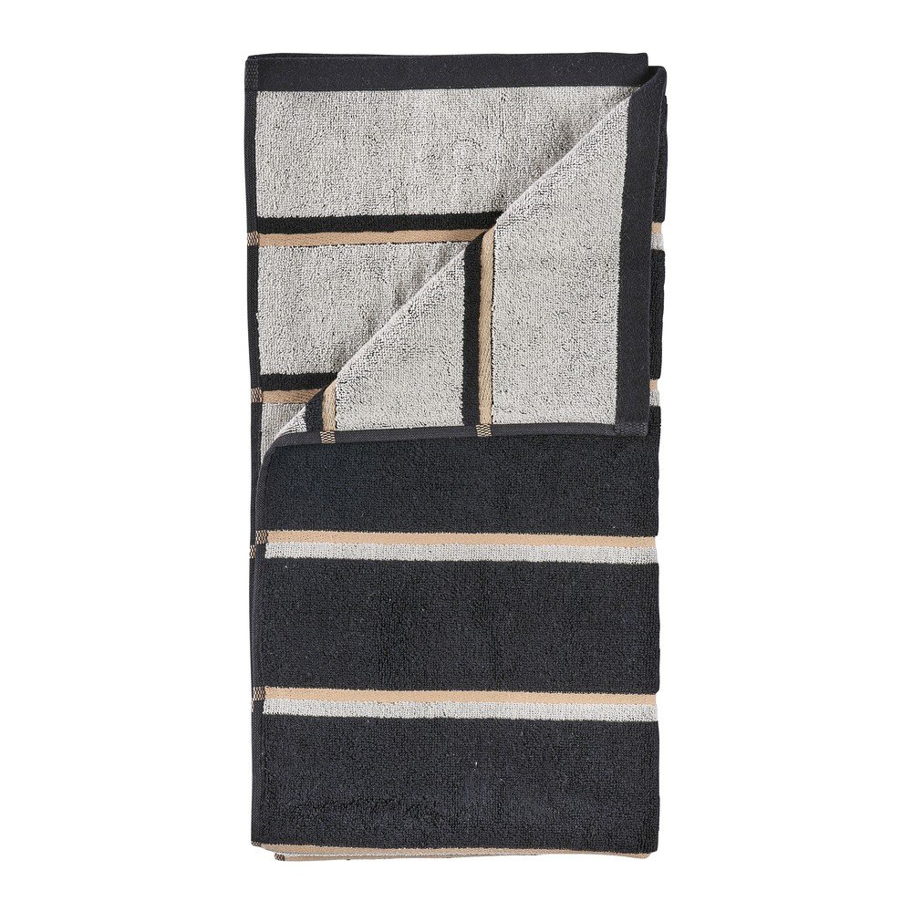 Czarno-jasnoszary bawełniany ręcznik kąpielowy 70x140 cm Sauna – Zone