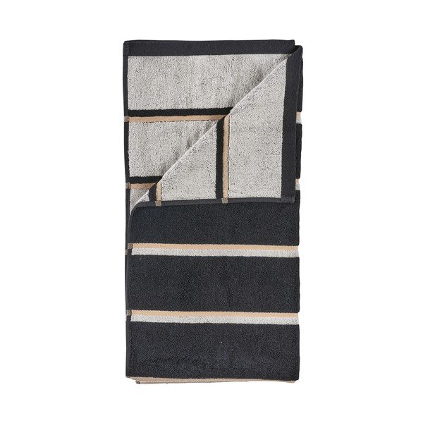 Czarny/jasnoszary bawełniany ręcznik kąpielowy 70x140 cm Sauna – Zone