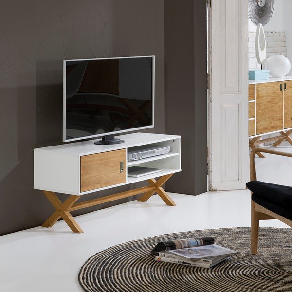 Biała szafka pod TV Marckeric Leidi, 110x52 cm-image-1