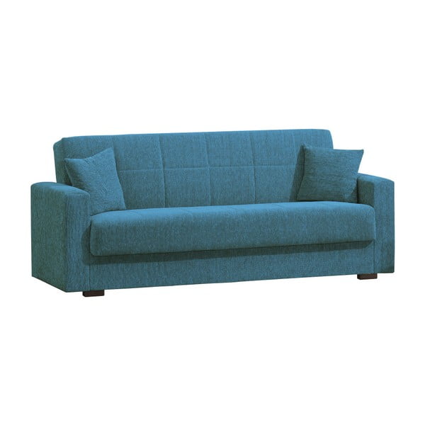 Niebieska trzyosobowa sofa rozkładana ze schowkiem Esidra Relax