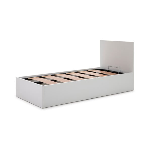 Białe łóżko ze schowkiem i stelażem 90x190 cm Kronos – Marckeric-image-2