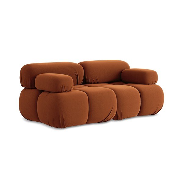 Pomarańczowa aksamitna sofa modułowa 190 cm Lokua – Makamii-image-3