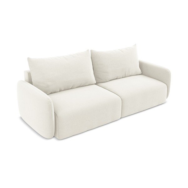 Kremowa aksamitna rozkładana/ze schowkiem sofa 238 cm Kalena – Makamii-image-3