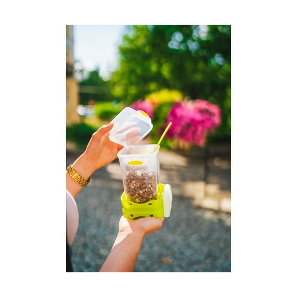 Zielony pojemnik na przekąskę i obiad ze sztućcami, Vialli Design, 650ml+230m-image-1