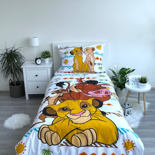 Bawełniana dziecięca pościel jednoosobowa 140x200 cm Lion King Africa – Jerry Fabrics-image-1