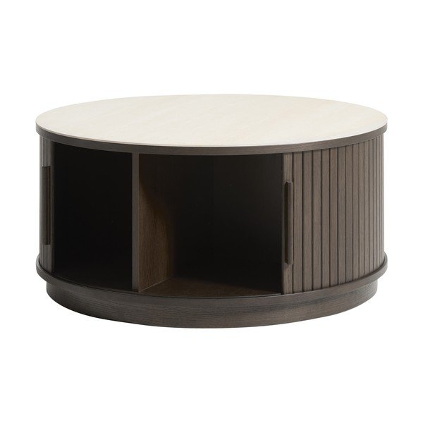 Okrągły stolik z ceramicznym blatem w ciemnym naturalnym kolorze ø 85 cm Enna – Unique Furniture-image-1