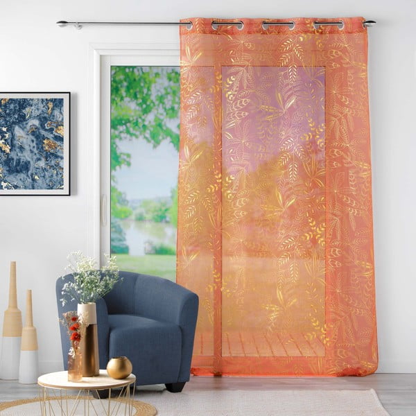 Pomarańczowa firanka z woalu 140x280 cm Belflor – douceur d'intérieur-image-2