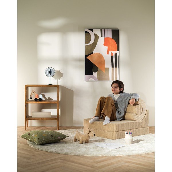 Jasnobrązowy sztruksowy fotel dziecięcy Flipster – Wigiwama-image-3