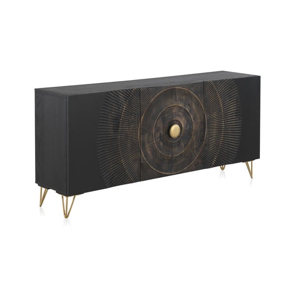 Czarna niska komoda z drewna mango 160x75 cm Mango – Geese-image-2