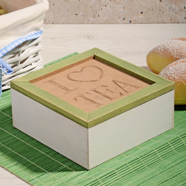 Bambusowe pudełko na herbatę z 4 przegródkami Herbal