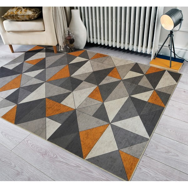 Szaro-pomarańczowy dywan Floorita Shapes, 80x150 cm-image-1